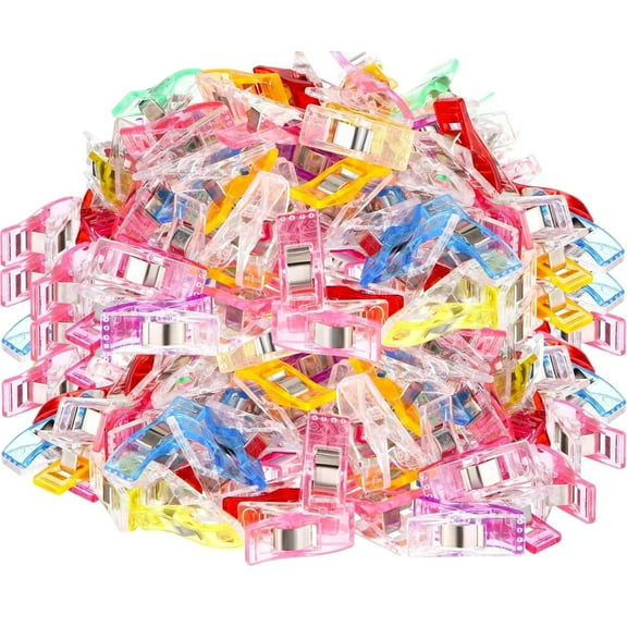 RUseeN 100 Pcs Multipurpose Sewing Clips Premium Quilting Accessories, Assorted Colors Fabric Clips for Sewing Supplies and Crafting Tools
