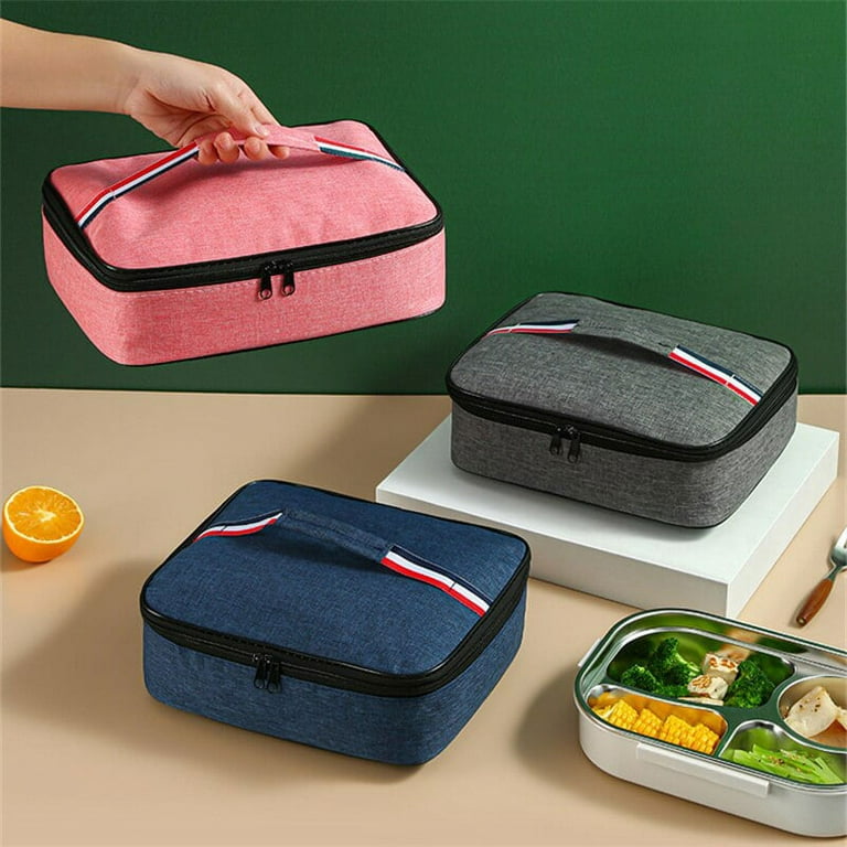 Square Flat Lunch Box Women Insulated Lunch Bag Waterproof Picnic