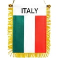 thumbnail image 1 of Anley 4 X 6 Inch Italy Fringy Window Hanging Flag - Mini Flag Banner & Car Rearview Mirror Décor - Fringed & Double Sided - Italian Hanging Flag with Suction Cup, 1 of 7