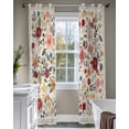 thumbnail image 4 of Watercolor Flowers Sheer Curtains 84 Inch Length 2 Panels Set for Living Room/Bedroom, Rustic Spring Floral Botanical Beige Kitchen Curtains Grommet Semi-Sheer Curtains Window Treatments 42"x84"x2, 4 of 7