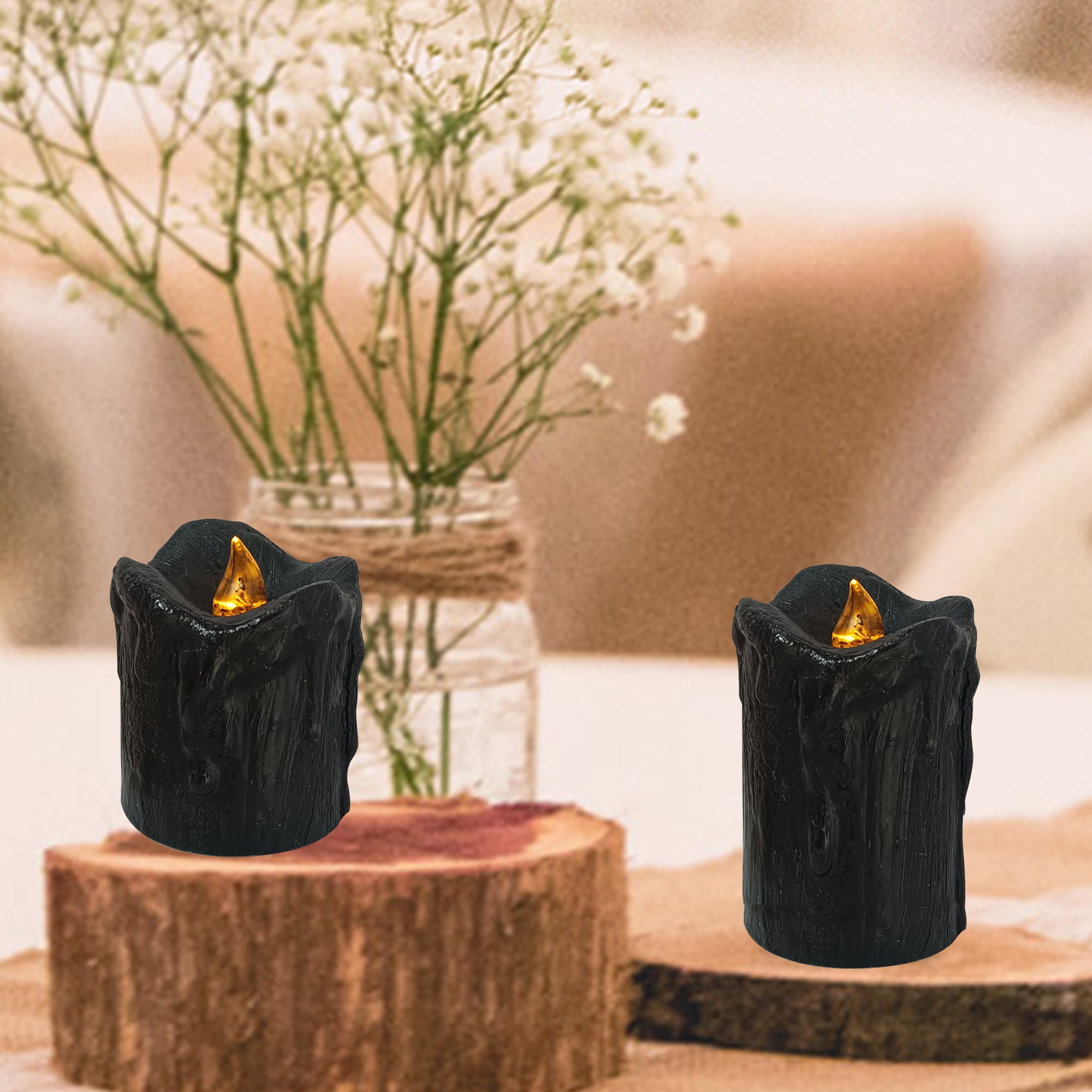 FCMSHAMD Flickering Flameless Candles with Remote Timer, 2.3" 3" 4" Realistic 3D Flame with Real Wax Pillar LED Candles,Battery Operated Candles for Wedding Home Decoration, Christmas,3 Pack