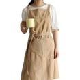 thumbnail image 1 of Delantal de algodón con letras bordadas, impermeable, resistente al aceite, con bolsillos, color caqui, talla única., 1 of 12