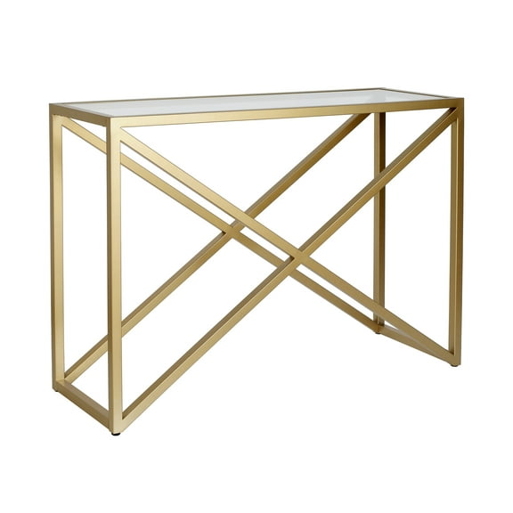 Evelyn&Zoe Lovett 42" Wide Rectangular Console Table, Brass