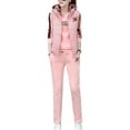 thumbnail image 6 of Women's 3 Piece Outfit Set Vest Hoodie And Long Pants With Letter Print Long Sleeve Hooded Sweatshirt Sleeveless Stand Collar Vest Elastic Waist Long Pants Autumn Winter Fleece, 6 of 6