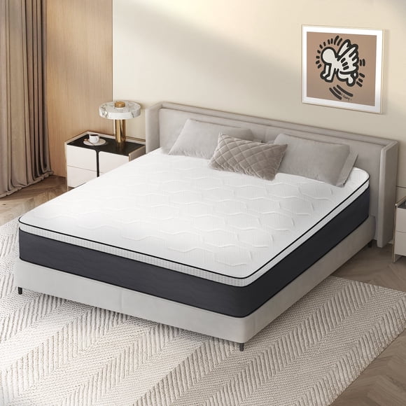 Z-HOM Twin Colchón de 14 Pulgadas, Colchones Híbridos en Caja, Colchón de Memory Foam con Resortes Ensacados Twin, Firmeza Media, Blanco