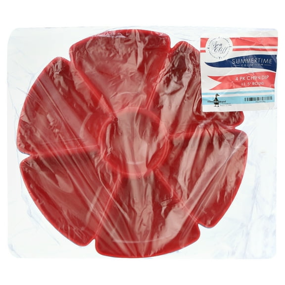 Set of 4 Assorted Colors Black Duck Chip N Dip Hard Plastic 11.5-Inch Round 7-Section Serving Trays!…