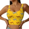thumbnail image 2 of Haiem Leopard Print Pattern Womens Sports Bra - U Neck Padded Low Impact Yoga Bra Workout Crop Top Gym Moisture-Wicking Workout Vest -, 2 of 9
