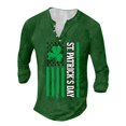 thumbnail image 5 of Men'S Printed T-Shirt Outdoor Retro Button Loose Long Sleeve Top Dark Green H 2XL, 5 of 5