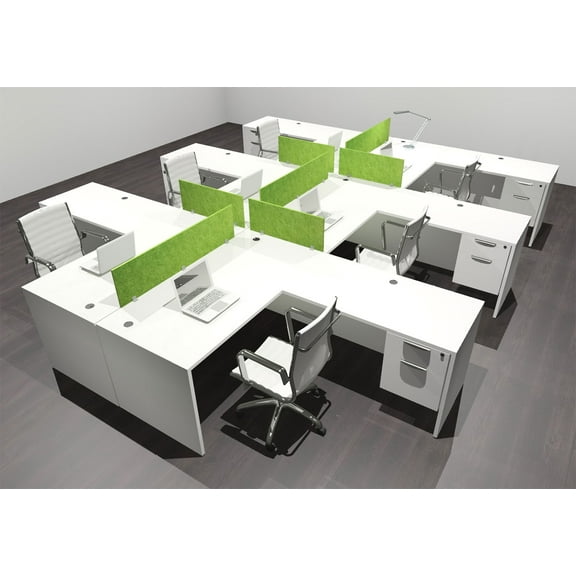 Six Person Modern Accoustic Divider Office Workstation Desk Set, #OF-CPN-FPRA45