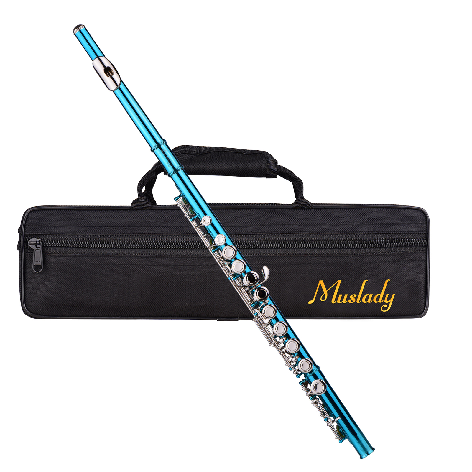 Dcenta Closed Hole C Flute 16 Keys Cupronickel Nickel-plated Wind Instrument with Carry Case Flute Stand Gloves Cleaning Cloth Mini Screwdriver Cleaning Rod