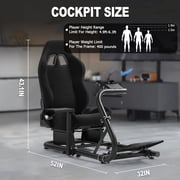 Marada Racing Simulator Cockpit with Black Seat Adjustable Fit Logitech G25 G27 G29 G920