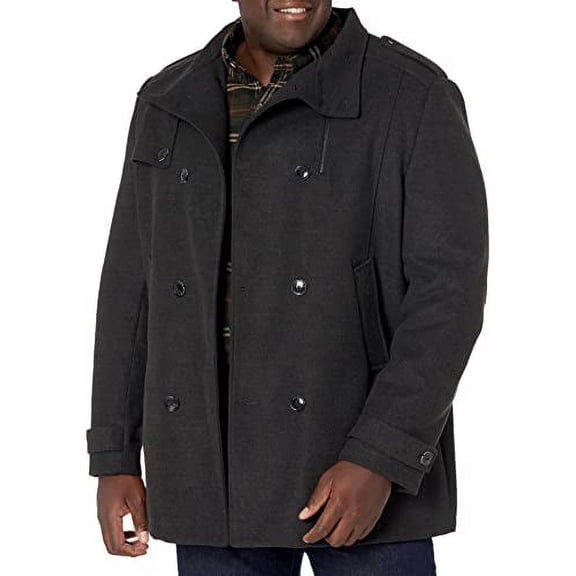 LN LUCIANO NATAZZI Men's Perfect Pea Coat, 38 US - 48 EU, charcoal gray