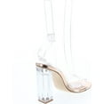 thumbnail image 4 of Cape Robbin Maria-2 Women's Lucite Clear Strappy Block Chunky High Heel Open Peep Toe Sandal, 4 of 7