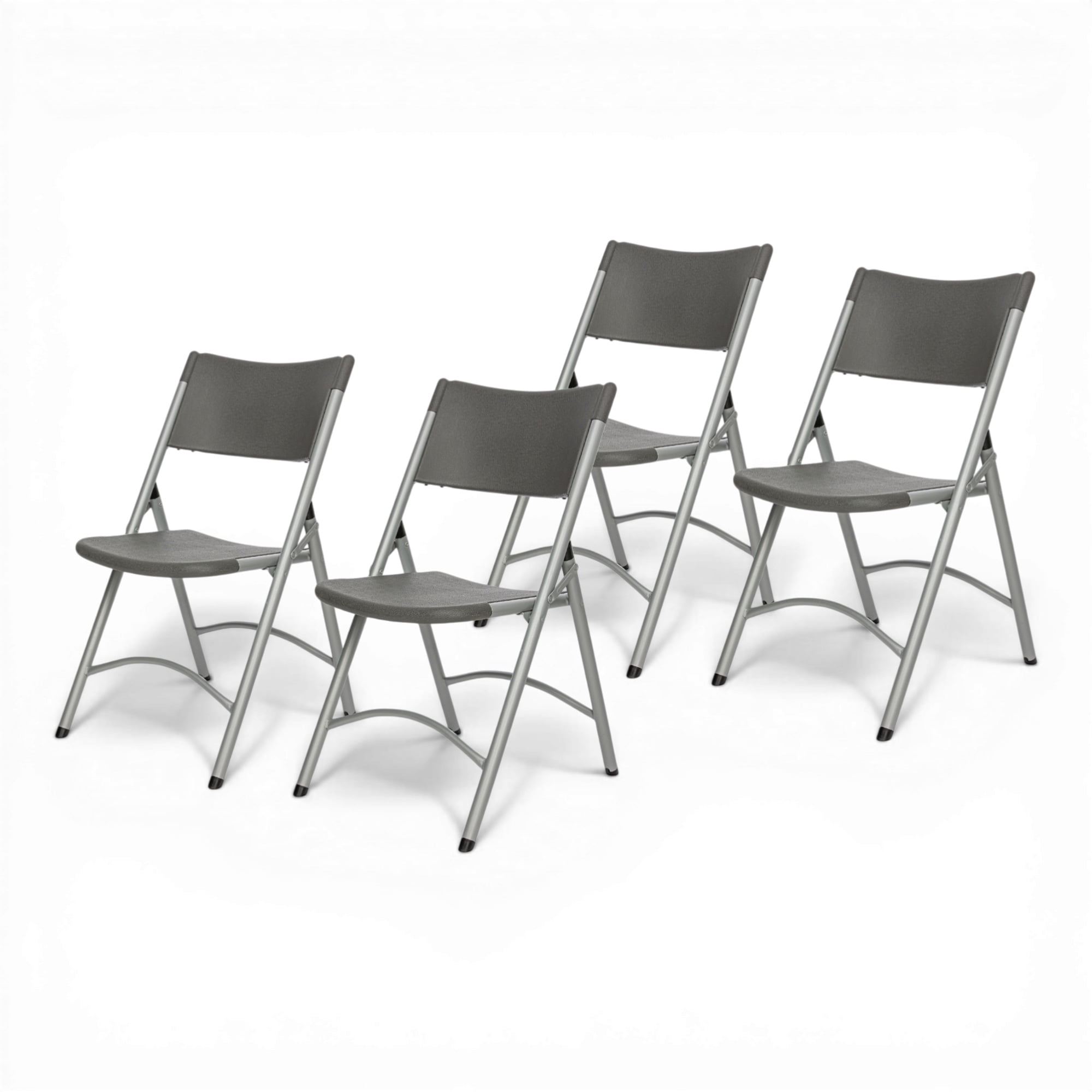 Hampden Furnishings Gwnyeth Collection Blow-Molded Plastic Folding Chair, Charcoal, Pack of 4