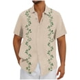 thumbnail image 3 of cllios Big and Tall Hawaiian Shirts Mens Cotton Linen Short Sleeve Button Up Shirt Summer Cuban Hippie Tshirts Holiday Party Tops, 3 of 6