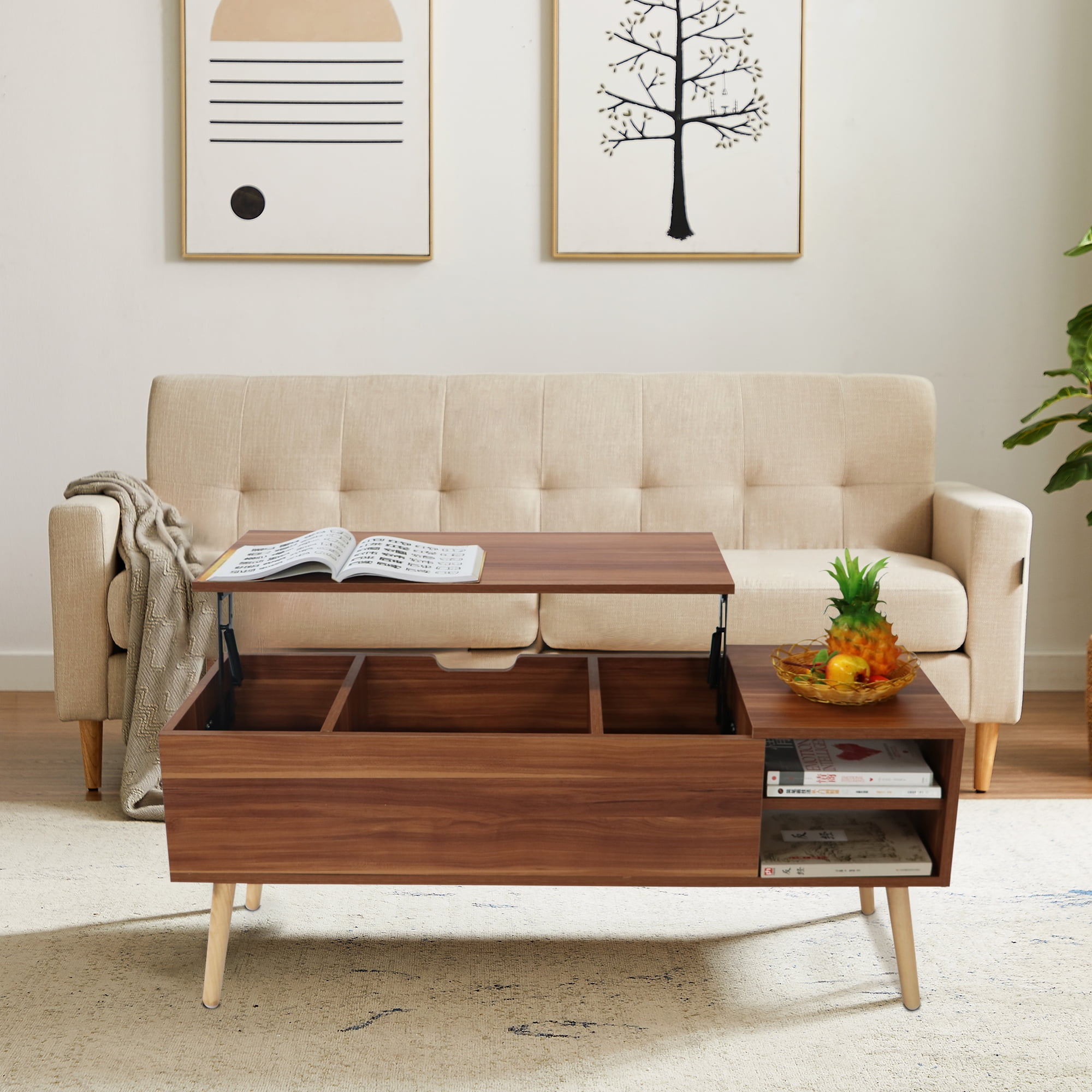LAUSATEK Lift Top Coffee Table with Hidden Storage Compartment, Smart ...