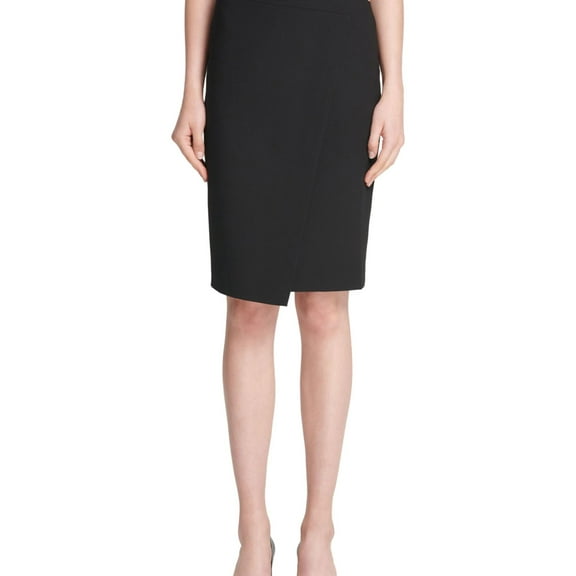 DKNY Womens Crossover Asymmetrical Skirt, Black, 0