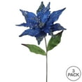 thumbnail image 3 of Vickerman 26" Blue Velvet Poinsettia Artificial Christmas Pick, 3 per Bag, 3 of 3