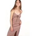 thumbnail image 2 of Ragstock Taupe Satin Tie Front Maxi Dress, 2 of 4