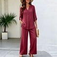 thumbnail image 5 of Ashirexll Womens 2 Piece Outfits Fashion Linen Blend Long Sleeve Top with Matching Pants Pocket Casual Set, 5 of 7