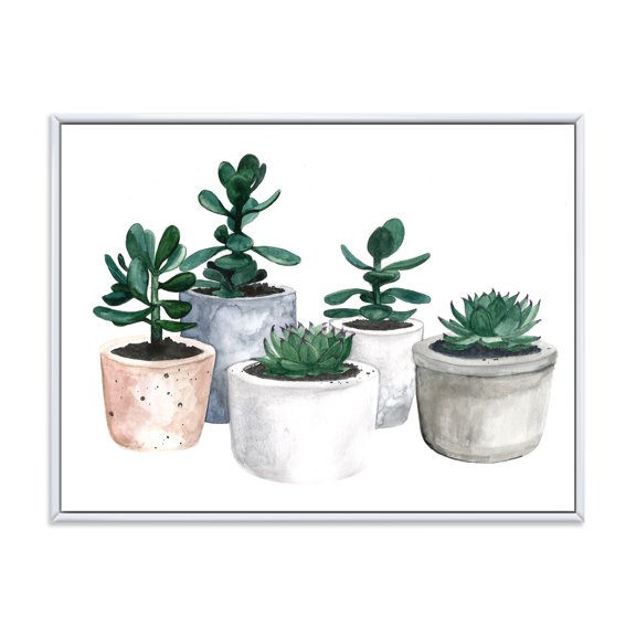 Designart 'Succulent and Cactus House Plants VI' Farmhouse Framed Canvas Wall Art Print