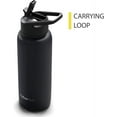 thumbnail image 4 of BluePeak Double Wall Insulated Stainless Steel Water Bottle With Straw - 24 Oz Wide Mouth Flask Thermos With Handle & Extra Lid, Keeps Drink Cold Or Hot For Sports, Hiking, Workout (Black), 4 of 5