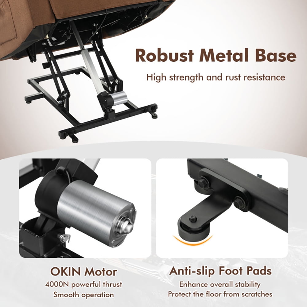 Finihen Electric Power Lift Massage Recliner, Electric Power Lift Recliner Chair with Adjustable Backrest and Footrest, for Living Room, Bedroom, Brown Finihen Electric Power Lift Massage Recliner, Electric Power Lift Recliner Chair with Adjustable Backrest and Footrest, for Living Room, Bedroom, Brown