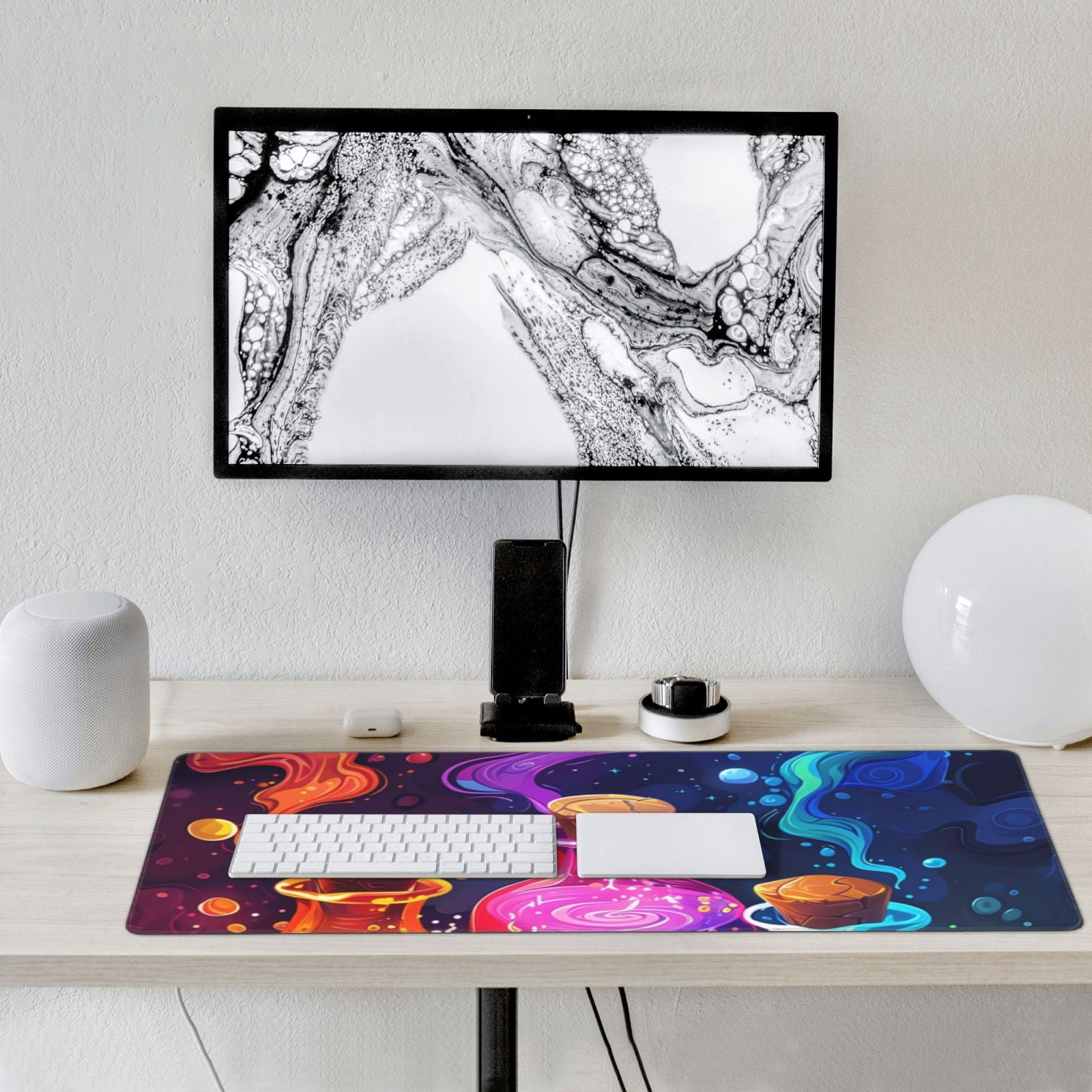 Hirioo Colorful Potion Bottles Magic for Mouse Pad ,Anti-Slip Base, Durable Stitched Edges, Perfect for Gaming, Office, and Home Use,16x35.5in