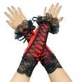 thumbnail image 2 of Dalrosia Fingerless Lace Gloves Long Goth Elbow Satin Gloves for Women Tea Party Wedding Halloween Costume Accessories, 2 of 2