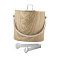thumbnail image 2 of Cubo de hielo, cubo de cerveza con tapa y pinza, cubo de metal multiusos para bebidas, cubo enfriador de bebidas para fiestas en restaurantes y bufés 3 L de grano de madera, 2 of 9