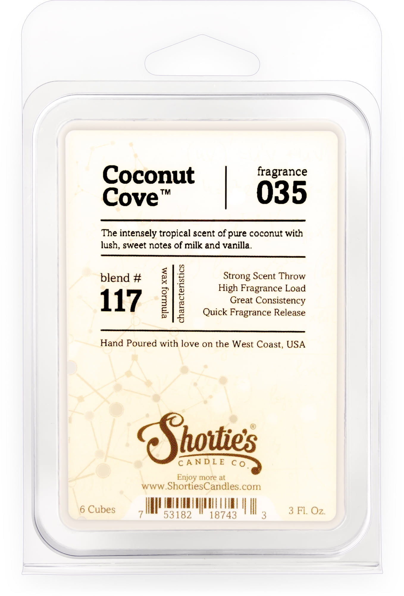 Coconut Cove Wax Melts - Highly Scented + Natural Oils - Shortie's Candle Company