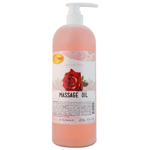 SPA REDI - Massage Oil Sensual Rose Professional Pedicure, Body and Hot Oil Manicure, Infused with Natural Oils, Vitamins, Panthenol and Amino Acids - 32oz