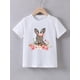 thumbnail image 1 of Camiseta de verano de manga corta para niña con estampado de 'Flor, leopardo, conejo', cómoda camiseta de manga corta con cuello redondo, perfecta para ropa informal de verano, niña, 1 of 6