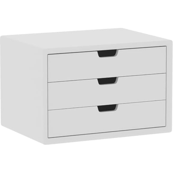 Desk Organizer with 3 Drawers ALEX Drawer Unit Chic White Wood Cosmetic Makeup Organizer for Office Vanity Tabletop Storage 13.8X 9X10.2