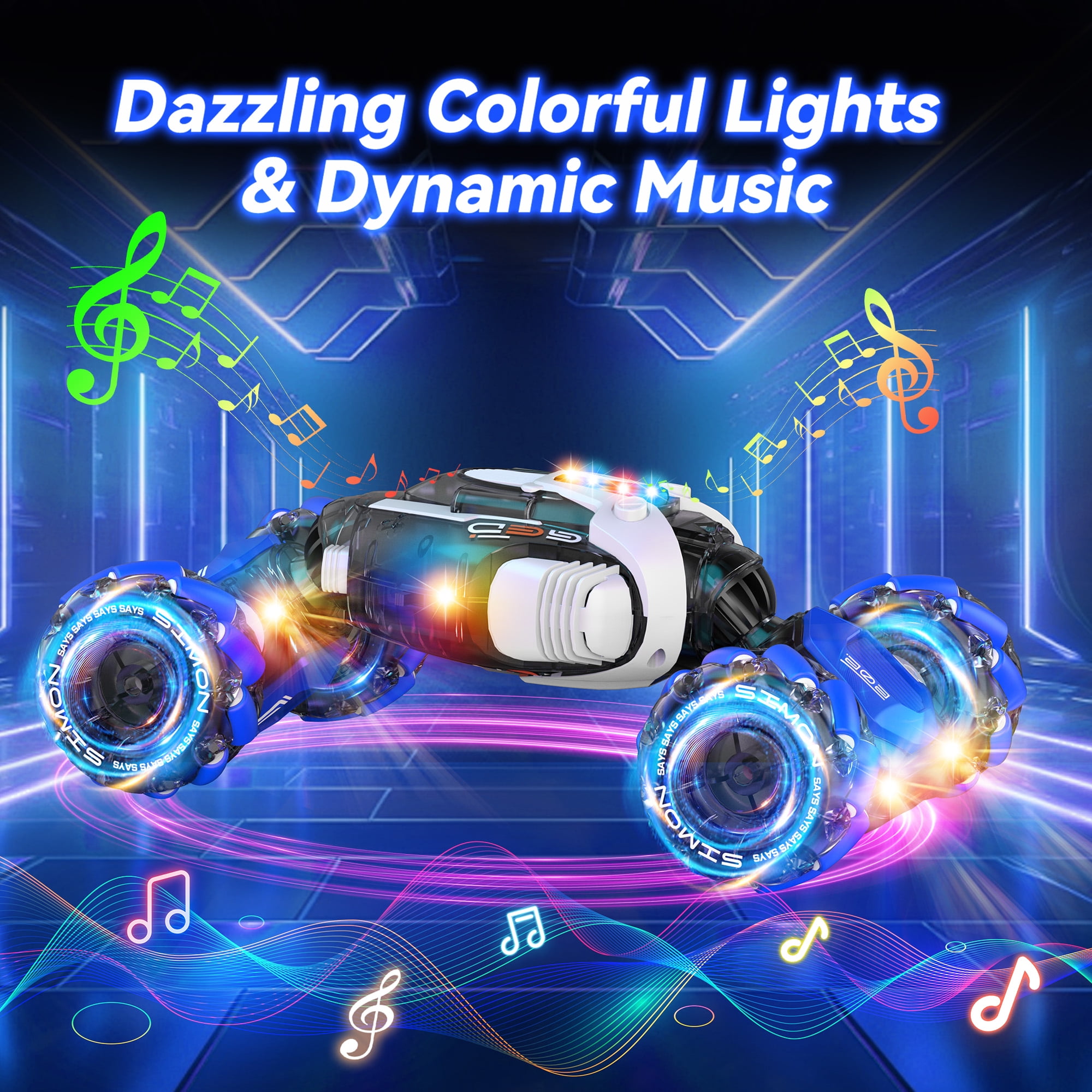 Nicella Remote Control Cars for Boys Girls 8-12, Gesture Sensing RC Stunt Car with Light & Music, 4WD, 360°Rotating, 2.4Ghz RC Drift Cars, Christmas Birthday Gift Car Toys for Kids