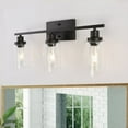 thumbnail image 3 of 23.62"H-3-Light Modern Black Wall Sconce, Industrial Style Vanity Light with Clear Glass Shades for Bathroom,Mirror, 3 of 10