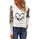 thumbnail image 1 of Mujeres Casual Día de San Valentín Impreso Leopardo Patchwork O-cuello Encaje Manga larga Jersey Blusa Camiseta Tops Fridja hkj341, 1 of 4