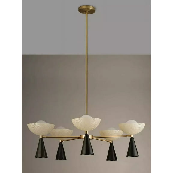 Molto 5-Arm Ceiling Fixture in Brushed Brass Sputnik Style Vintage Chandelier