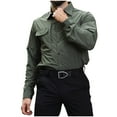 thumbnail image 6 of SwiftWear Men's Nylon Work Shirt Button Up Shirt Long Sleeve Cargo Shirts Tactical Hiking Camping Shirts with Pockets Green L, 6 of 6