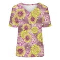 thumbnail image 4 of Hauts d'Été pour Femmes Grande Taille à Manches Courtes Femmes T-shirts à Col en V à Imprimé Floral Mode Confortables Blouses pour Femme Hauts T-Shirt à Col en V Femmes en Liquidation, 4 of 5