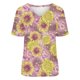 thumbnail image 4 of Camisetas con estampado floral con cuello en V para mujer Blusas femeninas cómodas a la moda Tops OAVQHLG3B Store  lin121212, 4 of 4