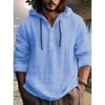 thumbnail image 4 of QUTETN New And Linen Shirt, Hooded Sweatshirt, Long Sleeves, Breathable, Solid Color, Button Up Top, Casual Daily Wear, Men's Wear, 4 of 4