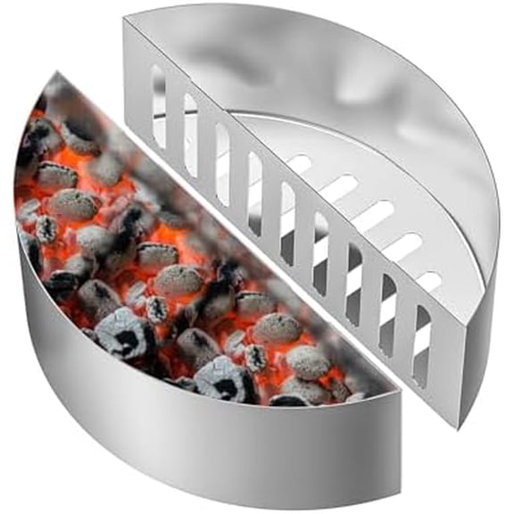 2 PCS Stainless Steel Charcoal Basket Holder, 2-IN-1 BBQ Grilling Accessories Compatible with Weber/Napoleon 22" / 26" Kettle Grill