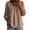 Khaki, variant on Women's Ruffled Peter Pan Collar Tops Preppy Casual Front Gathered Pleats 3/4 Balloon Puff Sleeve Blouses Lightweight Soft Cotton Linen Solid Color Shirts XXL