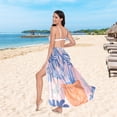 thumbnail image 6 of FORMRS Womens Long Sarong Beach Wrap Semi-Sheer Bikini Skirt Bathing Swimsuit Cover Up, Pink Leaves, 6 of 7