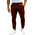 thumbnail image 4 of MKKAS Men's Joggers with Pockets Multi-Color Fleece Tapered Sweatpants for Lounge and Casual Wear Spring Fall Activewear, Red, 2XL, 4 of 9
