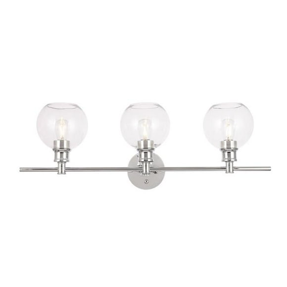 Living District Collier Applique Murale Industrielle Mi-Siècle Moderne à 3 Lumières DEL E26 en Verre Clair Chromé