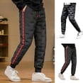 thumbnail image 2 of comerut Autumn Winter Down Pants Elastic Waist Drawstring Solid Color Thickened Warm Pants Windproof Snow Warm Cotton Pants, 2 of 8