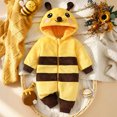 thumbnail image 6 of Unisex Toddler Animal Flannel Hooded Romper Jumpsuit, Fall Winter Warm Soft One-Piece Onesie, Machine Washable,1-3 Months, 6 of 6