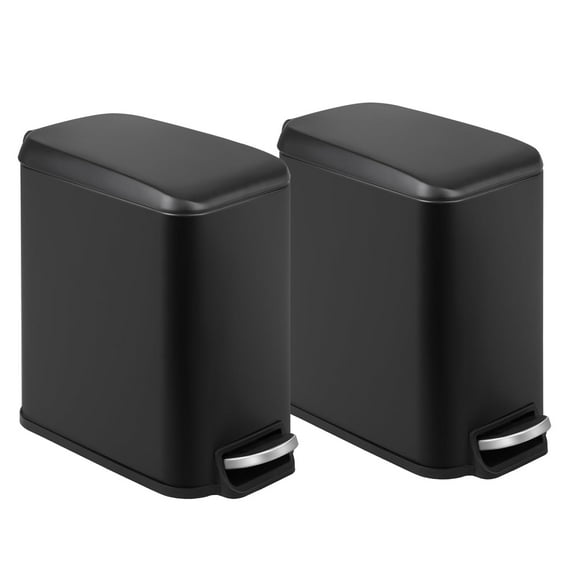 PayLessHere 1.3Gal Black Trash Can 2-Pack - Stainless Steel w/Foot Pedal & Lid